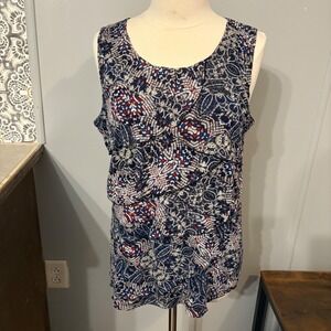 Christopher & Banks Red White Blue Tiered Layered Ruffle‎ Tank Top (Women's XL)